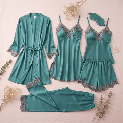 ComfortBlooms™ 5-Piece Silk Nightwear Set
